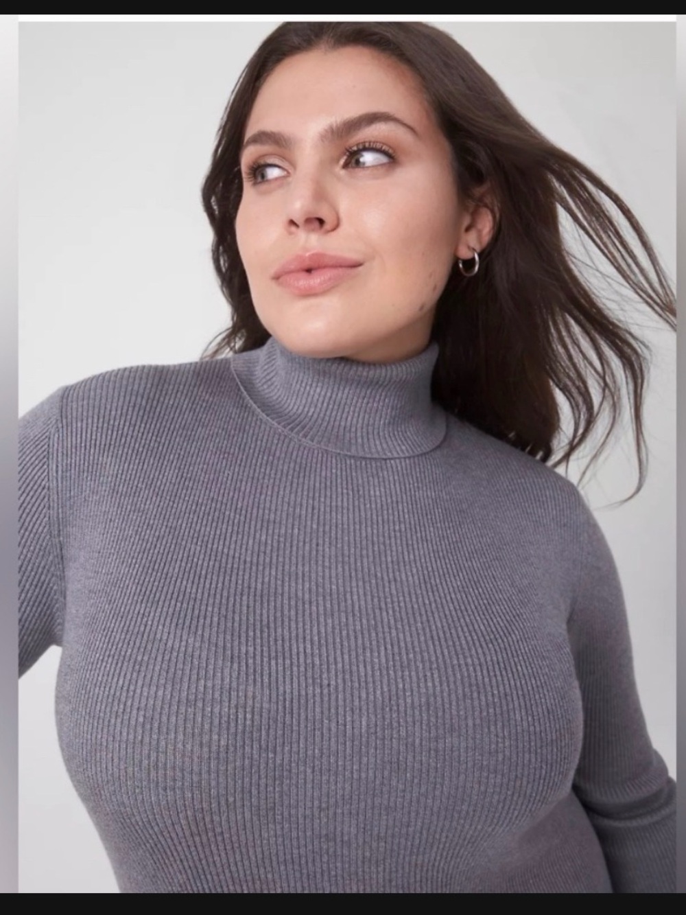 Venezia Ribbed Turtleneck Sweater - Gray 26/28